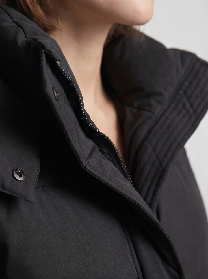 Women's belted biker jacket with lapel collar and asymmetrical zipper