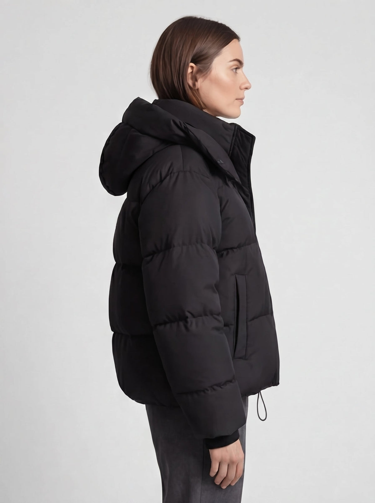 Women's belted biker jacket with lapel collar and asymmetrical zipper