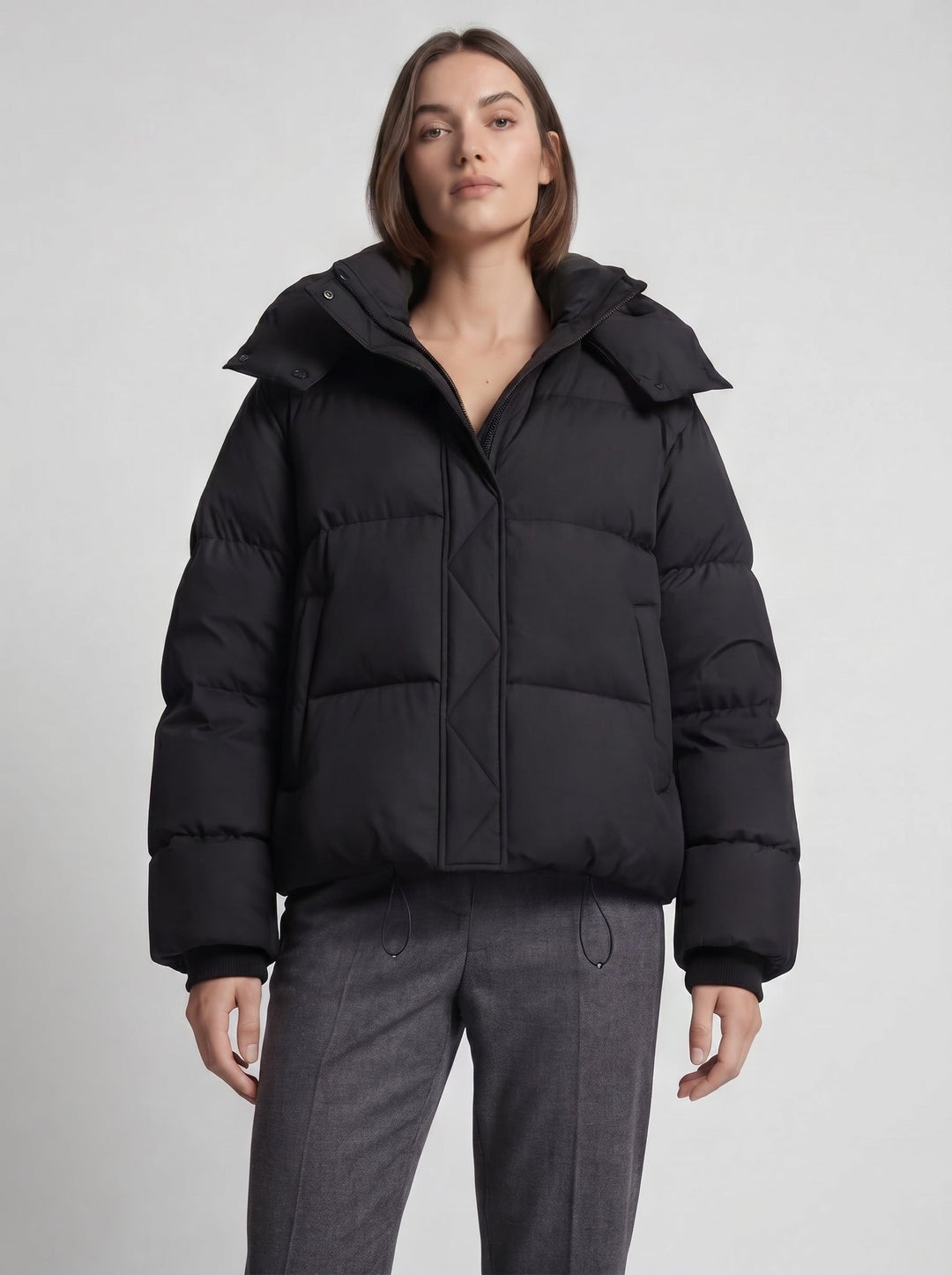 Women's belted biker jacket with lapel collar and asymmetrical zipper