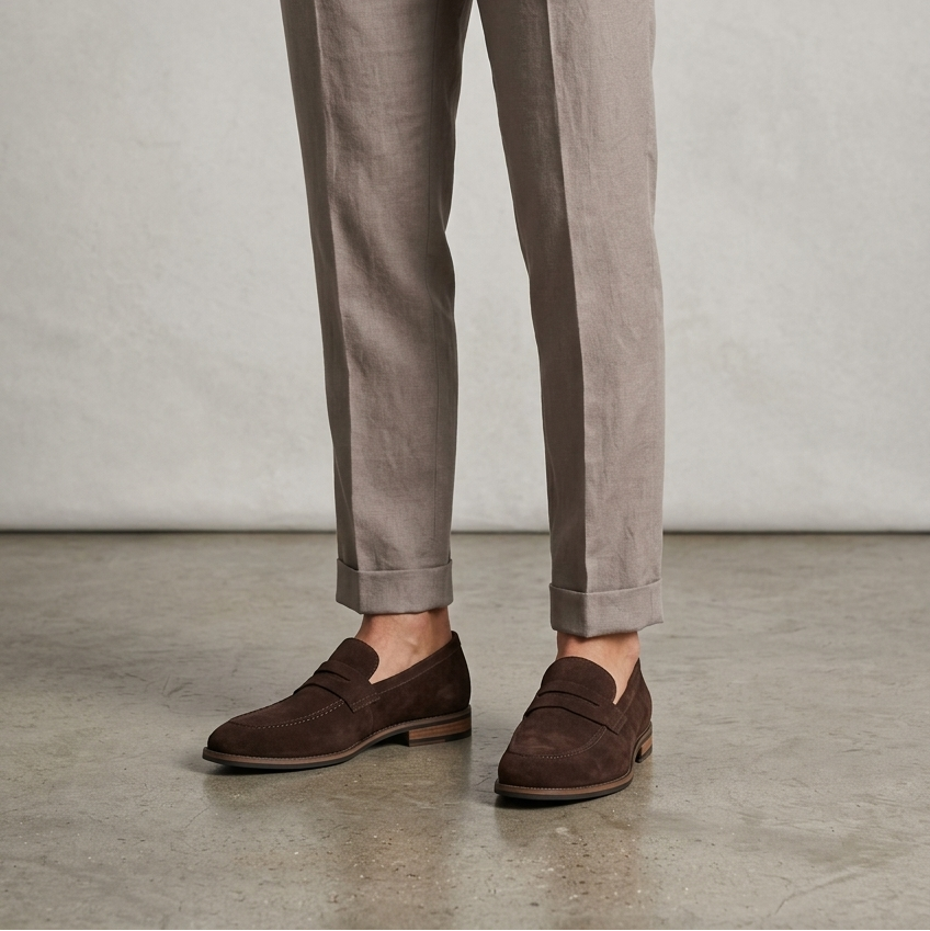 Men's moc toe dress loafers with penny strap