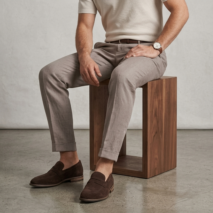Men's moc toe dress loafers with penny strap