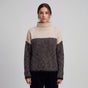 Women's herringbone turtleneck sweater with long sleeves