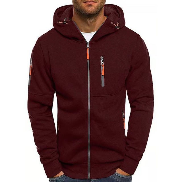 Men's hooded full-zip jacket with zipped pockets