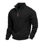 Men's solid quarter-zip sweatshirt with high collar and long sleeves
