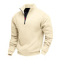 Men's solid quarter-zip sweatshirt with high collar and long sleeves