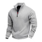 Men's solid quarter-zip sweatshirt with high collar and long sleeves