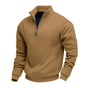 Men's solid quarter-zip sweatshirt with high collar and long sleeves
