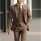 Men's three-piece peak lapel suit with waistcoat