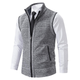 Men's textured sleeveless vest with mock neck, zip front and angled pockets