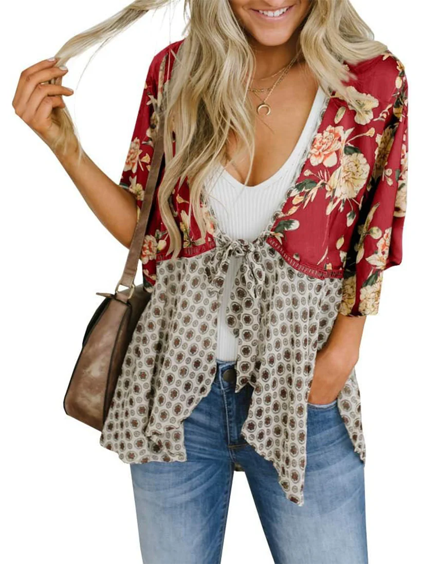 Alora - Floral Tie-Front Kimono