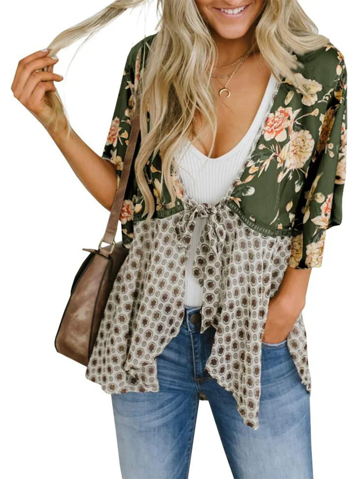 Alora - Floral Tie-Front Kimono
