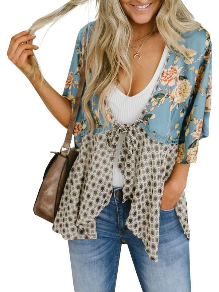 Alora - Floral Tie-Front Kimono