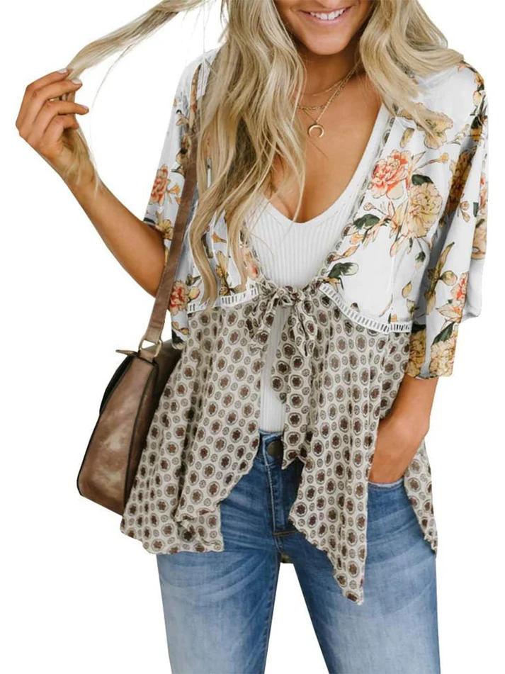 Alora - Floral Tie-Front Kimono