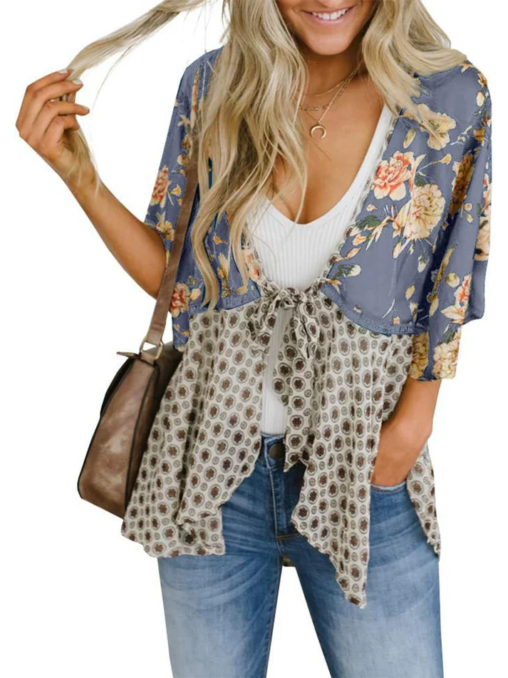 Alora - Floral Tie-Front Kimono