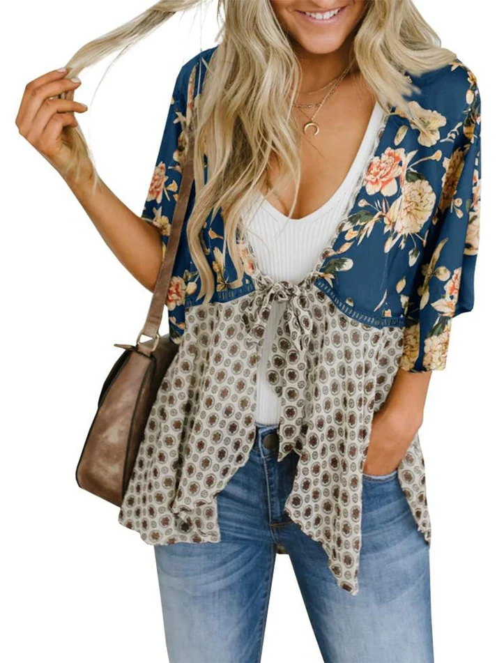 Alora - Floral Tie-Front Kimono