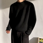 Men's ribbed crew neck sweater with long sleeves and relaxed fit