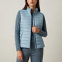 Women's sleeveless quilted vest with stand collar and front zip fastening