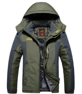 Men's padded hooded winter coat with zip pockets