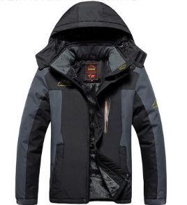 Men's padded hooded winter coat with zip pockets