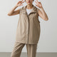 Women's hooded utility vest with zip front and side pockets