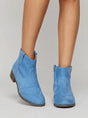 Women's ankle boots with western stitching, pull tabs and mid block heels
