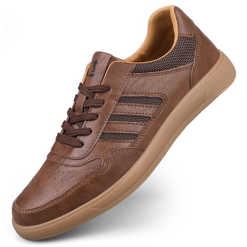Men's low-top lace-up sneakers with panelled upper and contrasting side stripes