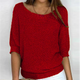Women's lightweight knit sweater with scoop neckline and three-quarter sleeves