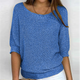 Women's lightweight knit sweater with scoop neckline and three-quarter sleeves