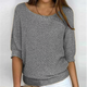 Women's lightweight knit sweater with scoop neckline and three-quarter sleeves
