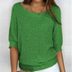 Women's lightweight knit sweater with scoop neckline and three-quarter sleeves