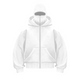 Unisex hooded zip hoodie with integrated face cover and kangaroo pocket