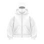 Unisex hooded zip hoodie with integrated face cover and kangaroo pocket