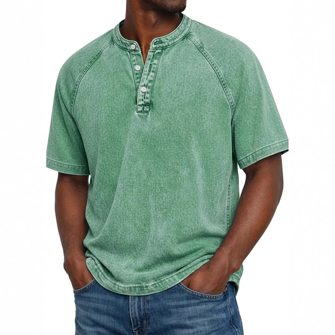 Women's Henley Top — Vintage Washed Button-Placket Everyday Top