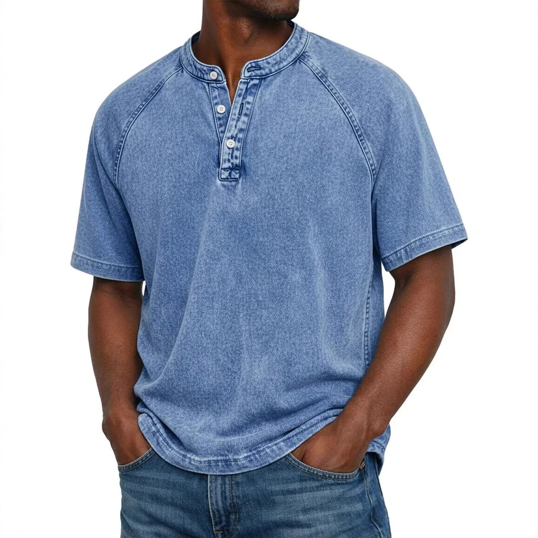 Women's Henley Top — Vintage Washed Button-Placket Everyday Top