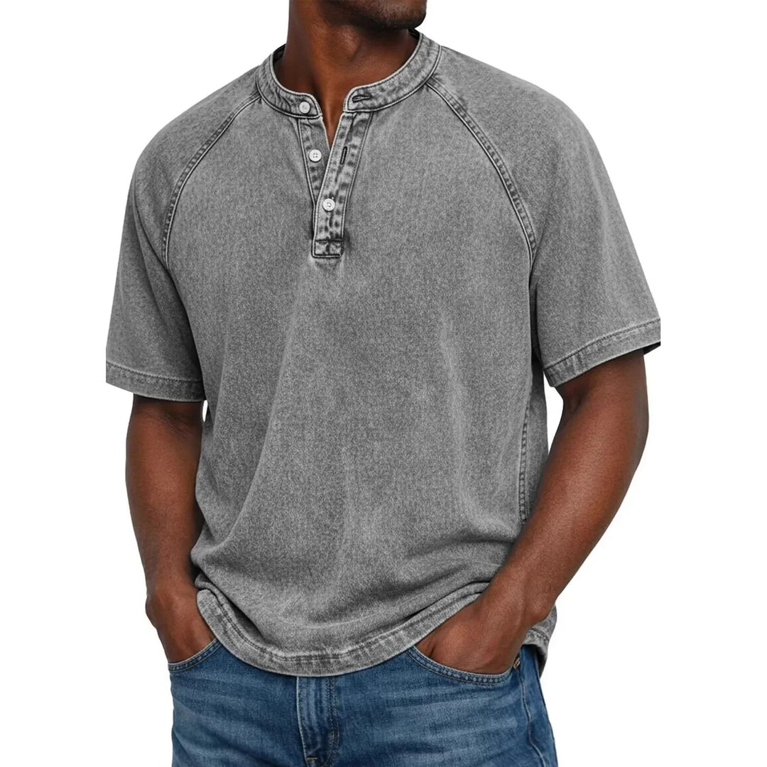 Women's Henley Top — Vintage Washed Button-Placket Everyday Top