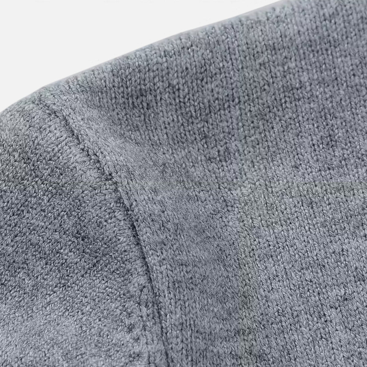 Men's solid V-neck knit sweater with long sleeves and ribbed trims