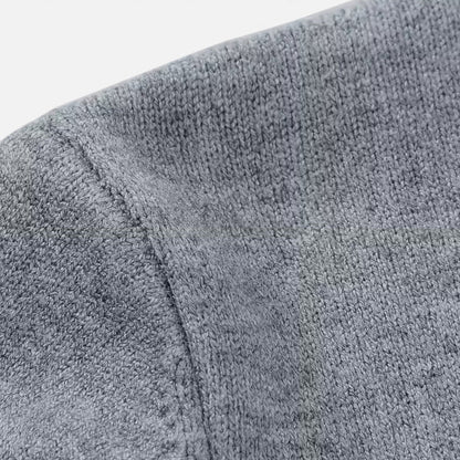 Men's solid V-neck knit sweater with long sleeves and ribbed trims