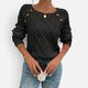 Women's cable knit sweater with shoulder buttons
