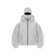 Unisex hooded zip hoodie with integrated face cover and kangaroo pocket