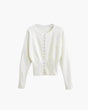 Women's cropped ribbed cardigan with long sleeves and button front