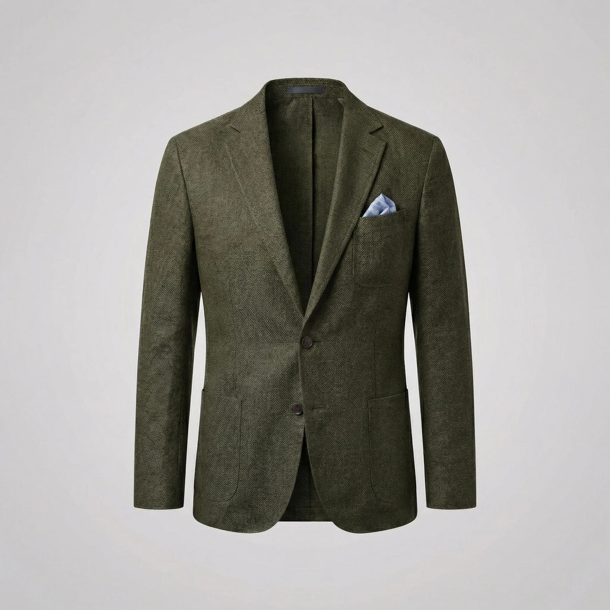 Men's textured blazer jacket with notched lapels, long sleeves and front pockets