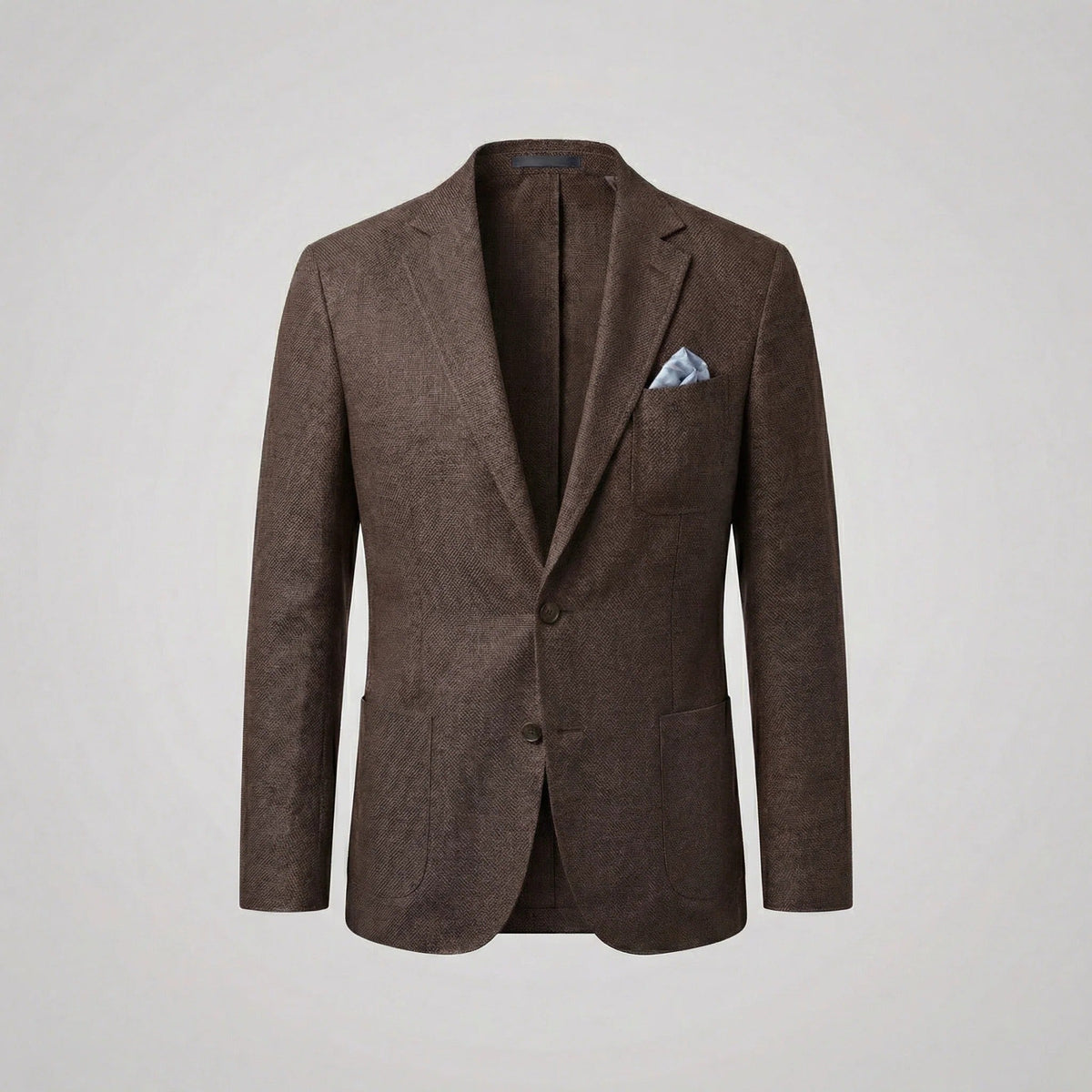 Men's textured blazer jacket with notched lapels, long sleeves and front pockets