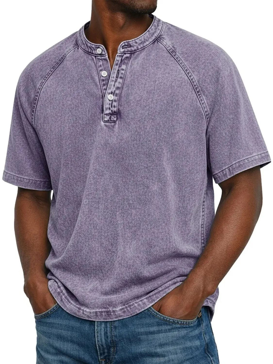 Women's Henley Top — Vintage Washed Button-Placket Everyday Top
