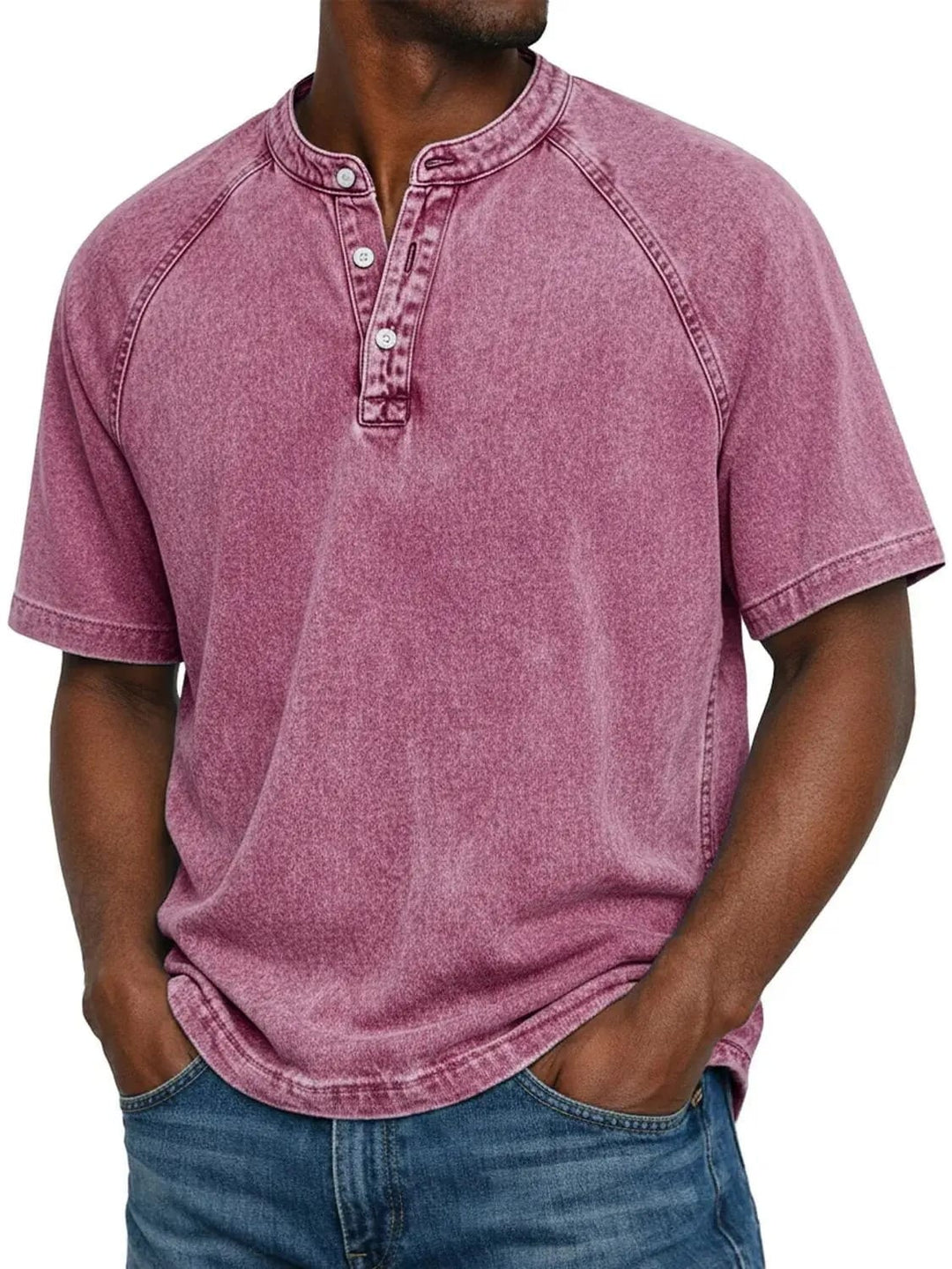 Women's Henley Top — Vintage Washed Button-Placket Everyday Top