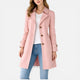 Women's button front trench coat with notched lapels and long sleeves