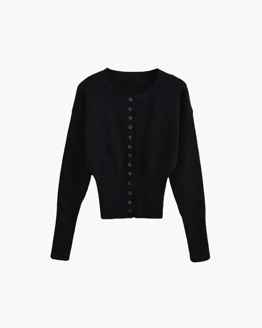 Women's cropped ribbed cardigan with long sleeves and button front
