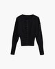 Women's cropped ribbed cardigan with long sleeves and button front