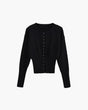 Women's cropped ribbed cardigan with long sleeves and button front