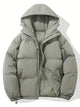 Women's hooded puffer jacket with long sleeves and zip front
