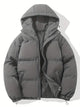 Women's hooded puffer jacket with long sleeves and zip front